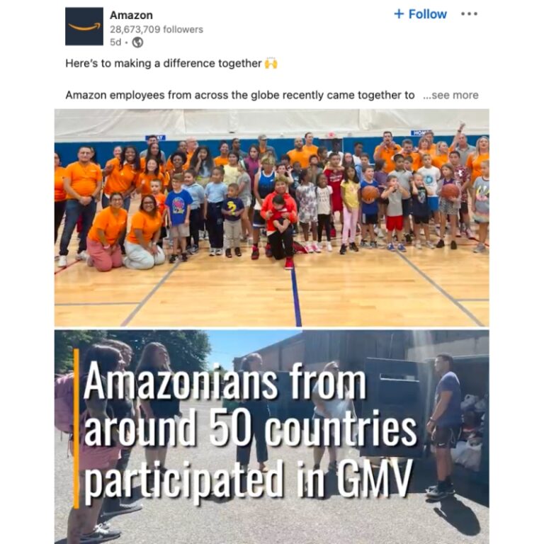 Amazon thường xuyên đăng tải những nội dung liên quan đến nhân viên trên toàn thế giới